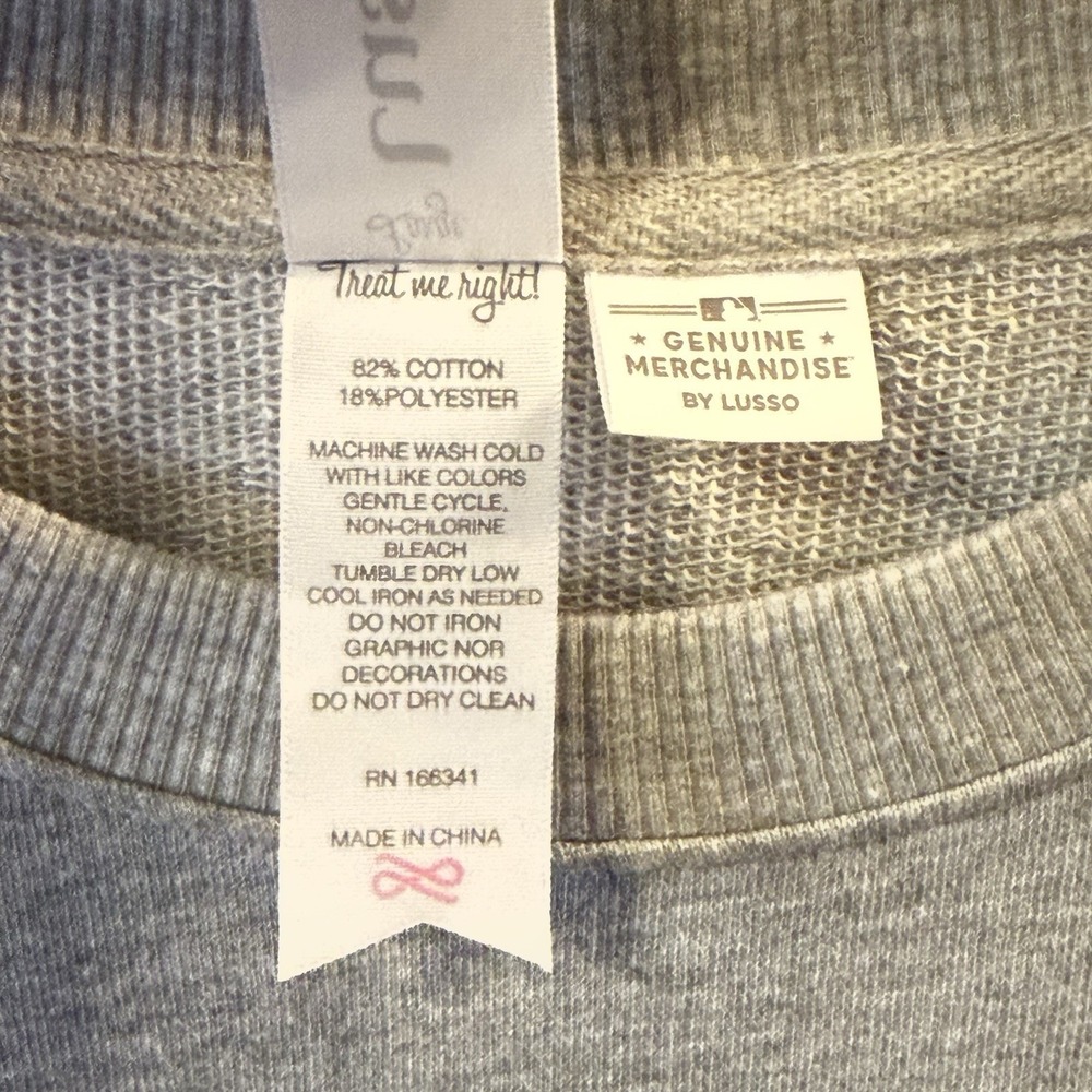 Lusso Atlanta Braves Gray Short Sleeve Sweatshirt Baseball Women's Sz L NWT READ - Picture 4 of 16